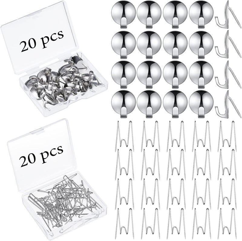 Ripeng 40 Pcs Cubicle Hooks for Fabric Wall, Cubicle Picture Hangers, Fabric Panel Wall Push Pin Hooks Wire Clips Metal Coat Hanger for 20 Lbs Office Kitchen Home Hanging Key Accessories - Image 1